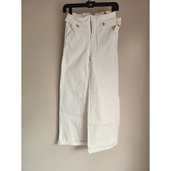 Anthropologie Maeve Cropped Ex High-Rise Wide-Leg Jeans Sz 23 Tall White #8D405 - Picture 2 of 14